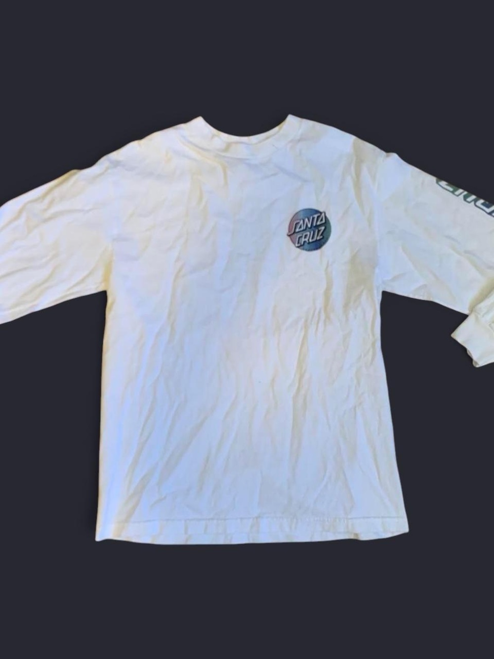 Santa Cruz Gradient Circle Logo Tee in White with Blue and Pink